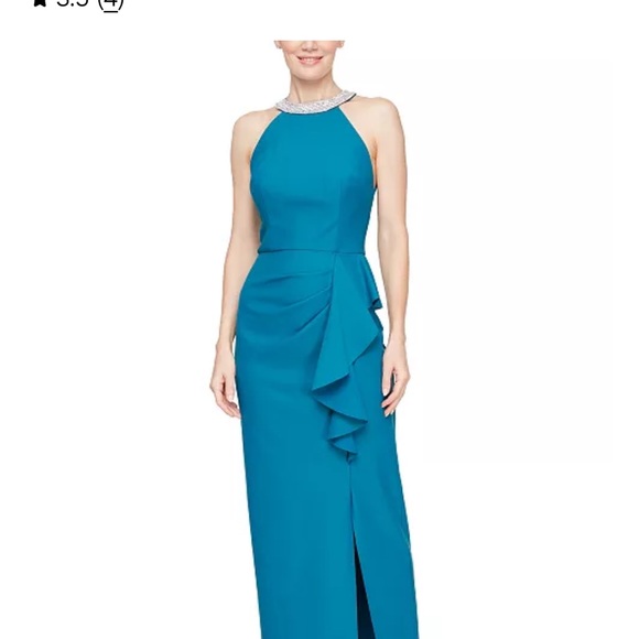 Alex Evenings Dresses & Skirts - Alex Evenings Blue Asymmetrical Ruffled Maxi Gown